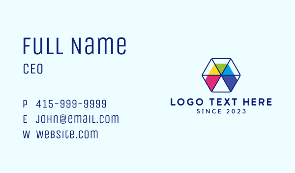Colorful Sliced Hexagon Business Card Design Image Preview