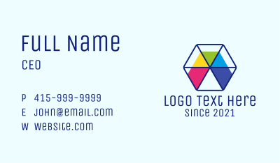 Colorful Sliced Hexagon Business Card