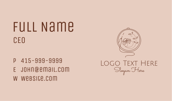Brown Flower Embroidery  Business Card Design Image Preview
