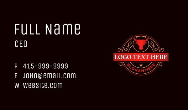 Luxury Bull Restaurant Business Card Design Image Preview