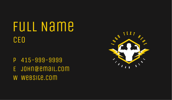 Thunder Gym Fitness Business Card Design Image Preview