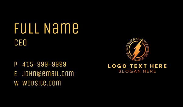 Lightning Bolt Power Circuit Business Card Design Image Preview