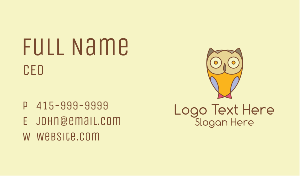 Colorful Owl Cartoon  Business Card Design Image Preview