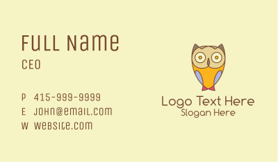 Colorful Owl Cartoon  Business Card Image Preview