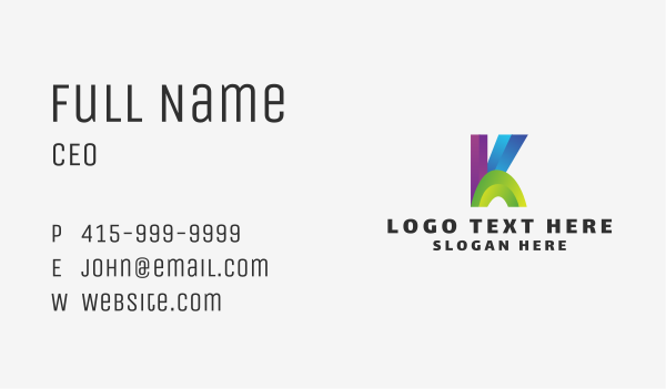 Creative Gradient Letter K Business Card Design Image Preview