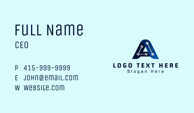 Blue Electronics Letter A Business Card Image Preview