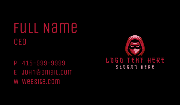 Hood Ninja Gamer Business Card Design Image Preview