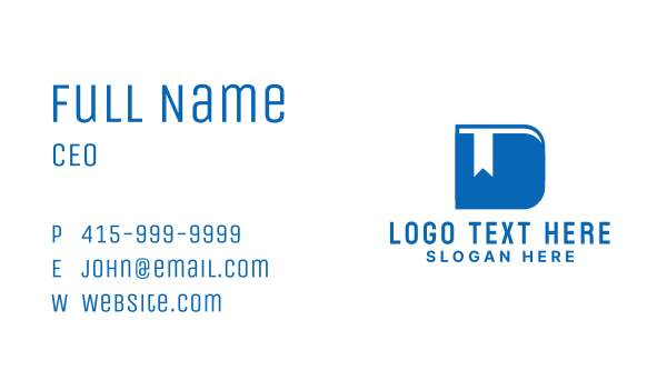 Blue Book Letter D  Business Card Design Image Preview