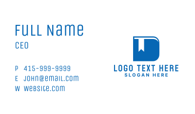 Blue Book Letter D  Business Card Image Preview