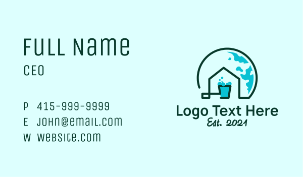 Globe House Bucket Business Card Design Image Preview