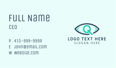 Eye Care Letter Q Business Card