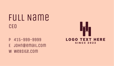 Professional H & H Monogram Business Card Image Preview