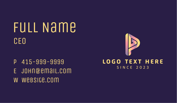Tech Media Software Letter P Business Card Design Image Preview
