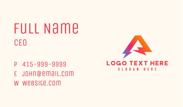 Lightning Power Letter A Business Card Design Image Preview