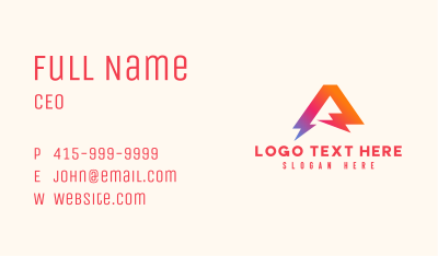 Lightning Power Letter A Business Card Image Preview