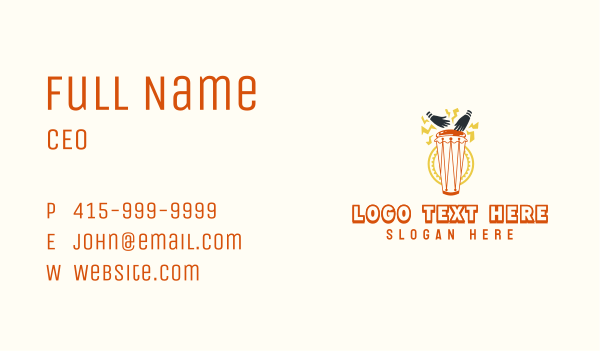 African Conga Drum Business Card Design Image Preview