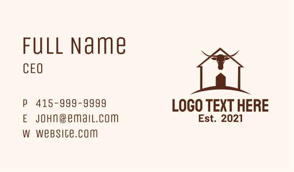 Farm House Bull Business Card Design Image Preview