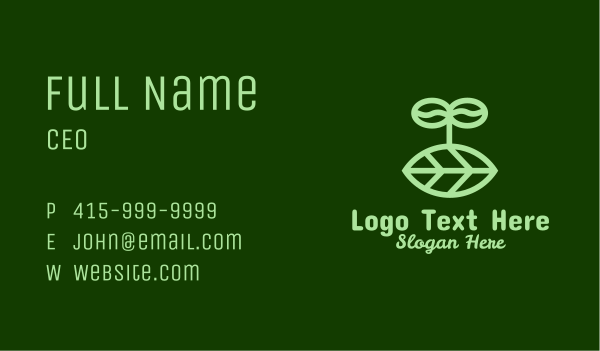 Organic Leaf Sprout Business Card Design