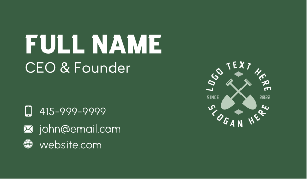 Gardener Landscaping Shovel Business Card Design