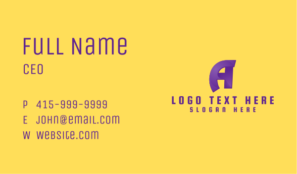 Purple Gaming Letter A Business Card Design Image Preview