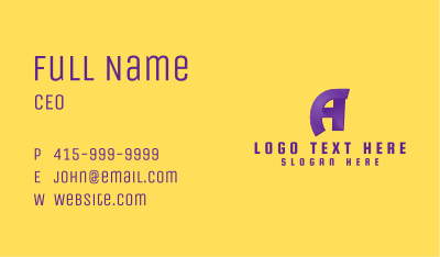 Purple Gaming Letter A Business Card Image Preview