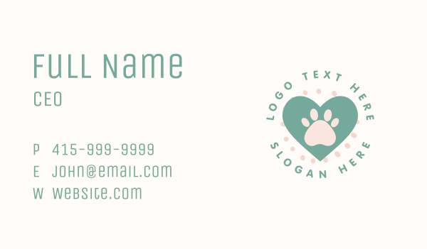 Paw Print Heart Business Card Design Image Preview