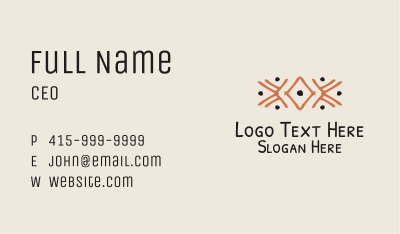 Orange Tribal Detail Business Card Image Preview