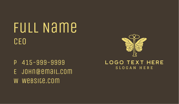 Gold Key Burtterfly Business Card Design Image Preview