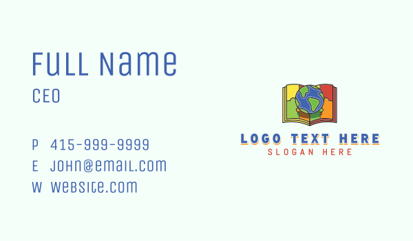Globe Book Learning Business Card Design Image Preview