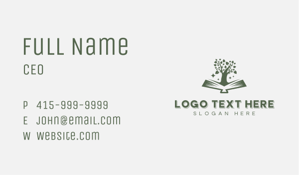 Tree Book Author Business Card Design Image Preview
