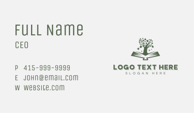Tree Book Author Business Card Image Preview