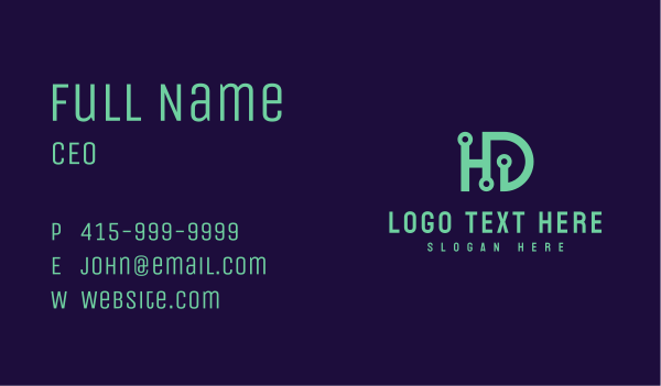 Tech HD Monogram Business Card Design Image Preview