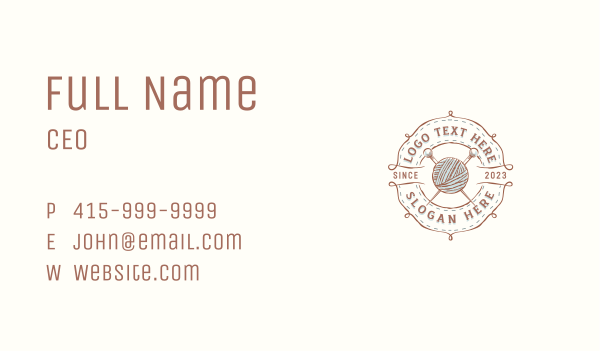 Craft Yarn Knitting Business Card Design Image Preview