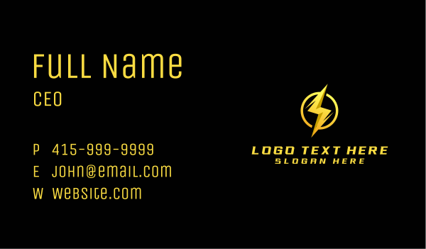 Golden Lighting Bolt Flash Business Card Design Image Preview