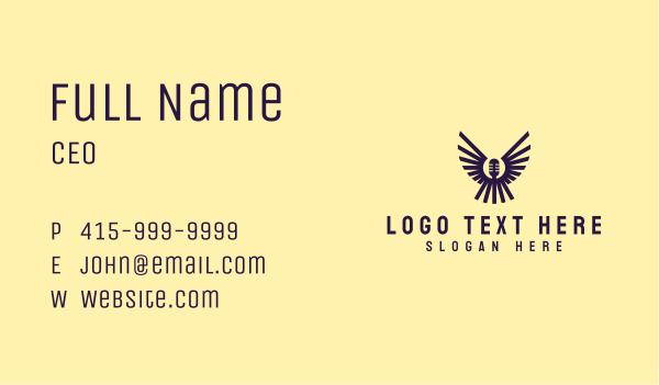 Podcast Microphone Wings Business Card Design Image Preview