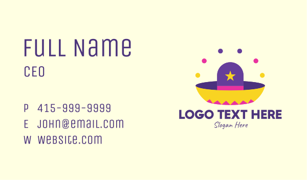Colorful Mexican Hat  Business Card Design Image Preview