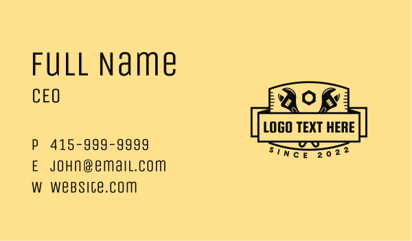 Repairman Wrench Emblem Business Card Design Image Preview