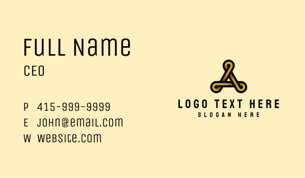 Gold Loop Letter A Business Card Design Image Preview