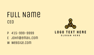 Gold Loop Letter A Business Card Image Preview
