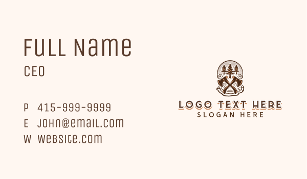 Logging Lumberjack Axe Business Card Design Image Preview