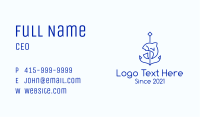 Minimalist Fish Anchor Business Card Image Preview