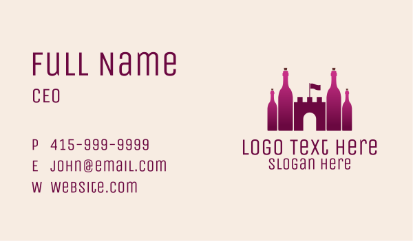 Pink Wine Castle Business Card Design Image Preview