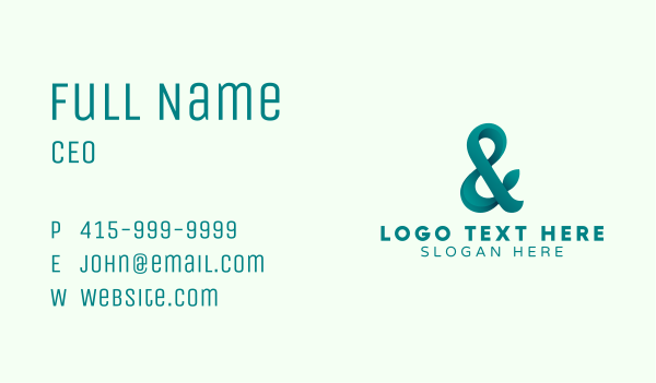 Stylish Leaf Ampersand Business Card Design Image Preview