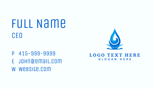 Aqua Water Droplet Business Card Design Image Preview