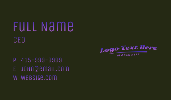 Modern Gradient Wordmark Business Card Design Image Preview