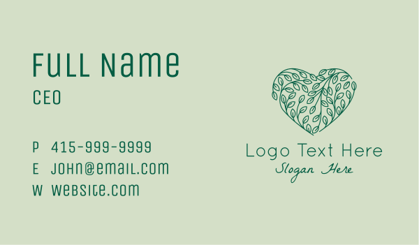Green Heart Vine  Business Card Design Image Preview