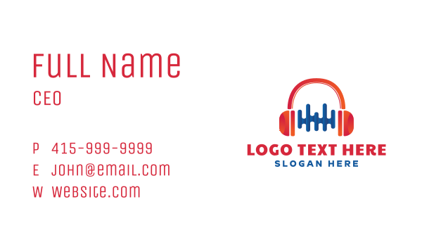 DJ Headphone Audio Business Card Design Image Preview