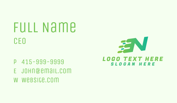 Green Speed Motion Letter N Business Card Design Image Preview