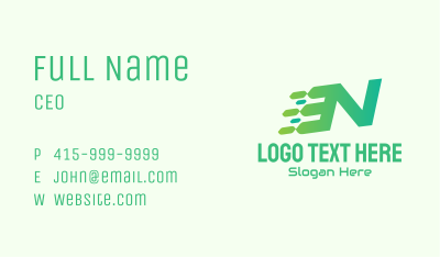 Green Speed Motion Letter N Business Card