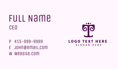 Ornamental Letter T Decor Business Card Image Preview